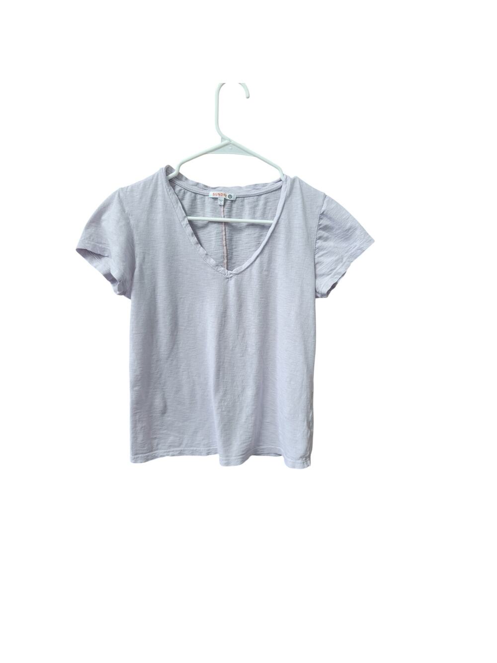 Sundry Light Lavendar Pima Cotton V-Neck Tee Size 1 Small Purple Essential Basic